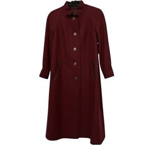 vtg 100% wool overcoat Womens Sz L / 42 Burgundy Bavarian Dress Peacoat Military